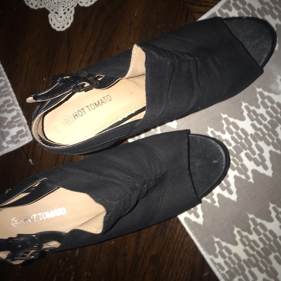 Hot tomato brand size 11 black cork wedges - Picture 5 of 8